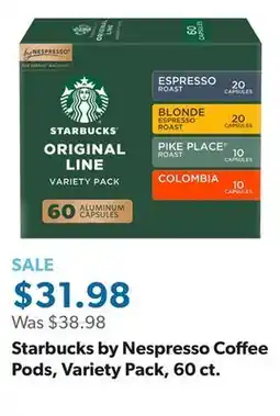 Sam's Club Starbucks by Nespresso Coffee Pods, Variety Pack, 60 ct offer