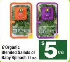 Albertsons 0 Organic Blended Salads or Baby Spinach offer