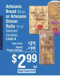 Smart & Final Artesano Bread 20 oz. or Artesano Dinner Rolls 12 ct offer