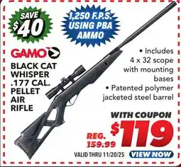 Big 5 Gamo Black Cat Whisper .177 Cal. Air Rifle offer