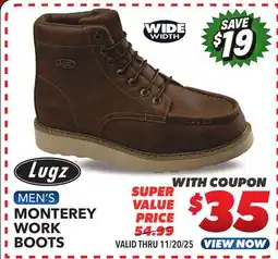 Big 5 Lugz Monterey Steel Toe Men's Wide Work Boots offer