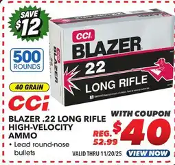 Big 5 CCI Blazer .22 Long Rifle High-Velocity Ammo offer