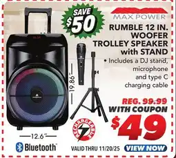 Big 5 Max Power Rumble 12 Woofer Bluetooth Trolley Speaker with Stand offer