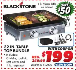 Big 5 Blackstone 22 Gas Tabletop 2-Burner Griddle Bundle offer