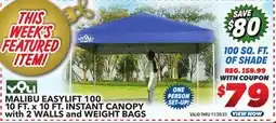 Big 5 Yoli Malibu EasyLift 100 10' x 10' Straight Leg Instant Canopy Value Pack offer