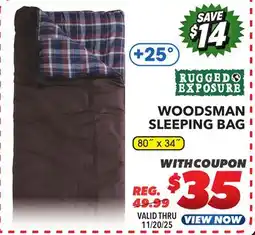 Big 5 Rugged Exposure Woodsman +25° Sleeping Bag offer