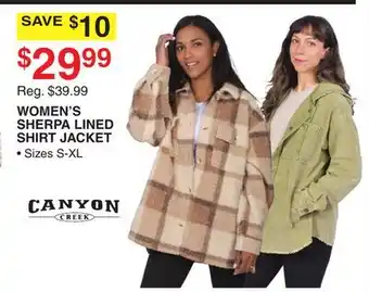 Dunham's Sports CANYON CREEK WOMEN'S SHERPA LINED SHIRT JACKET offer