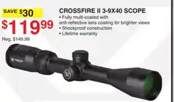 Dunham's Sports VORTEX CROSSFIRE II 3-9X40 SCOPE offer