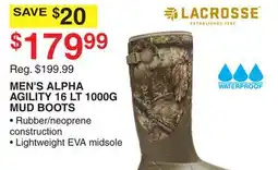 Dunham's Sports MEN'S ALPHA AGILITY 16 LT 1000G MUD BOOTS offer