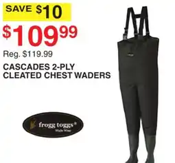 Dunham's Sports FROGG TOGGS CASCADES 2-PLY CLEATED CHEST WADERS offer