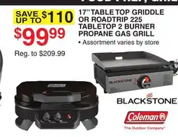 Dunham's Sports 17 TABLE TOP GRIDDLE OR ROADTRIP 225 TABLETOP 2 BURNER PROPANE GAS GRILL offer