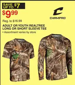 Dunham's Sports CHAMPRO ADULT OR YOUTH REALTREE LONG OR SHORT SLEEVE TEE offer
