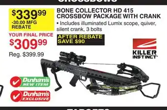 Dunham's Sports BONE COLLECTOR HD 415 CROSSBOW PACKAGE WITH CRANK offer