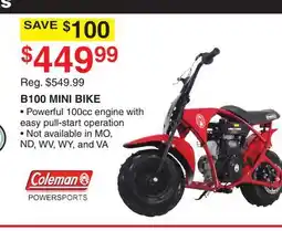 Dunham's Sports COLEMAN B100 MINI BIKE offer
