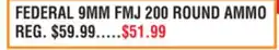 Dunham's Sports FEDERAL 9MM FMJ 200 ROUND AMMO offer