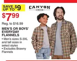 Dunham's Sports CANYON MEN'S OR BOYS' EVERYDAY FLANNELS offer