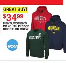 Dunham's Sports NCAA MEN'S, WOMEN'S OR YOUTH FLEECE HOODIE OR CREW offer