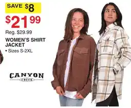Dunham's Sports CANYON CREEK WOMEN'S SHIRT JACKET offer