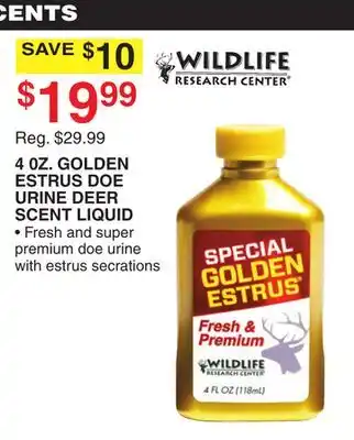 Dunham's Sports 4 0Z. GOLDEN ESTRUS DOE URINE DEER SCENT LIQUID offer