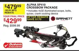 Dunham's Sports BARNETT ALPHA XP410 CROSSBOW PACKAGE offer