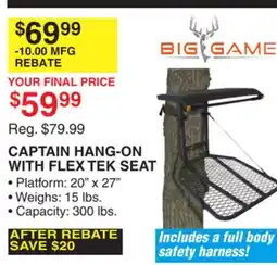 Dunham's Sports BIG GAME CAPTAIN HANG-ON WITH FLEX TEK SEAT offer