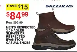 Dunham's Sports SKECHERS MEN'S RESPECTED 2.0 HAGLER SLIP-INS OR RESPECTED EVANSTON CASUAL SHOES offer