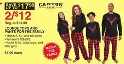 Dunham's Sports CANYON CREEK LOUNGE TOPS AND PANTS FOR THE FAMILY offer
