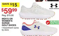 Dunham's Sports UNDER ARMOUR MEN'S OR WOMEN'S SURGE GOLF SHOES offer