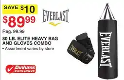 Dunham's Sports EVERLAST 80 LB. ELITE HEAVY BAG AND GLOVES COMBO offer
