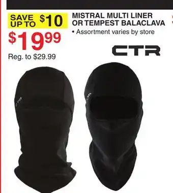 Dunham's Sports CTR MISTRAL MULTI LINER OR TEMPEST BALACLAVA offer