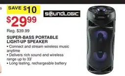Dunham's Sports SOUNDLOGIC SUPER-BASS PORTABLE LIGHT-UP SPEAKER offer