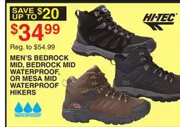 Dunham's Sports HI-TEC MEN'S BEDROCK MID, BEDROCK MID WATERPROOF, OR MESA MID WATERPROOF HIKERS offer