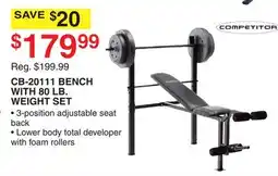 Dunham's Sports COMPETITOR CB-20111 BENCH WITH 80 LB. WEIGHT SET offer