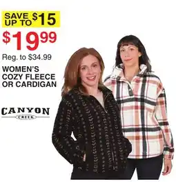 Dunham's Sports CANYON CREEK WOMEN'S COZY FLEECE OR CARDIGAN offer
