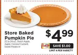 ShopRite Store Baked Pumpkin Pie offer