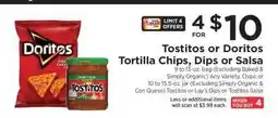 ShopRite Tostitos or Doritos Tortilla Chips, Dips or Salsa offer