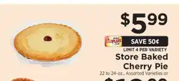 ShopRite Store Baked Cherry Pie offer