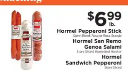 ShopRite Hormel Pepperoni Stick, Hormel San Remo Genoa Salami, Hormel Sandwich Pepperoni offer