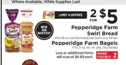 ShopRite Pepperidge Farm Swirl Bread or Bagels offer