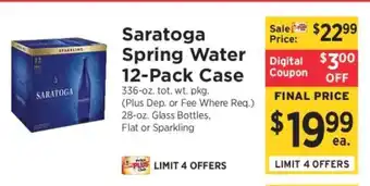 ShopRite Saratoga Spring Water 12-Pack Case offer