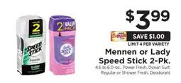 ShopRite Mennen or Lady Speed Stick 2-pk offer