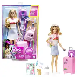 Walmart Barbie Doll and Accessories, 'Malibu' Travel Set with Puppy & Working Suitcase, 10+ Pieces offer
