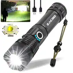 Walmart Zacro Rechargeable LED Flashlight, Powerful Super Bright Flashlight for Emergencies, Home, Camping offer