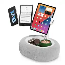 Walmart Viozon Tablet Pillow Stand,Compatible with 4-11 Tablet/Phone, Pad Holder with Small Bowl Grey offer