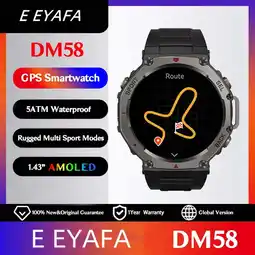 Walmart E EYAFA DM58 GPS Smart Watch 1.43 Inch AMOLED Display 5ATM Waterproof Smartwatch (Black) offer