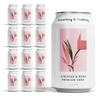 Walmart Something & Nothing Lightly Carbonated Hibiscus & Rose Premium Soda Case of 12 x 12 Fl Oz offer