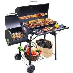 Walmart Charcoal Offset Smoker Grill - Family-Size 4-6 Person BBQ with Temperature Control & Portable Wheels offer