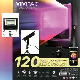 Walmart Vivitar LED On-Camera Studio Light with 120 LEDs, Built-in Stand, App-Enabled Controls, Black offer