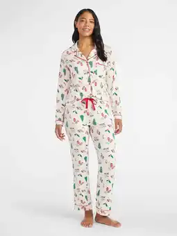 Walmart Women's Holiday Notch Collar Top and Pants Pajama Set, 2-Piece, Sizes S-XL offer