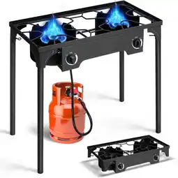 Walmart Ktaxon 2 Burner 150000 BTU Cooker Outdoor Camping Picnic Stove Stand BBQ Grill offer